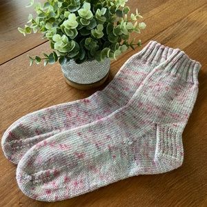 Ladies Handmade Hand Dyed Knitted Socks Size 9-10 Pink